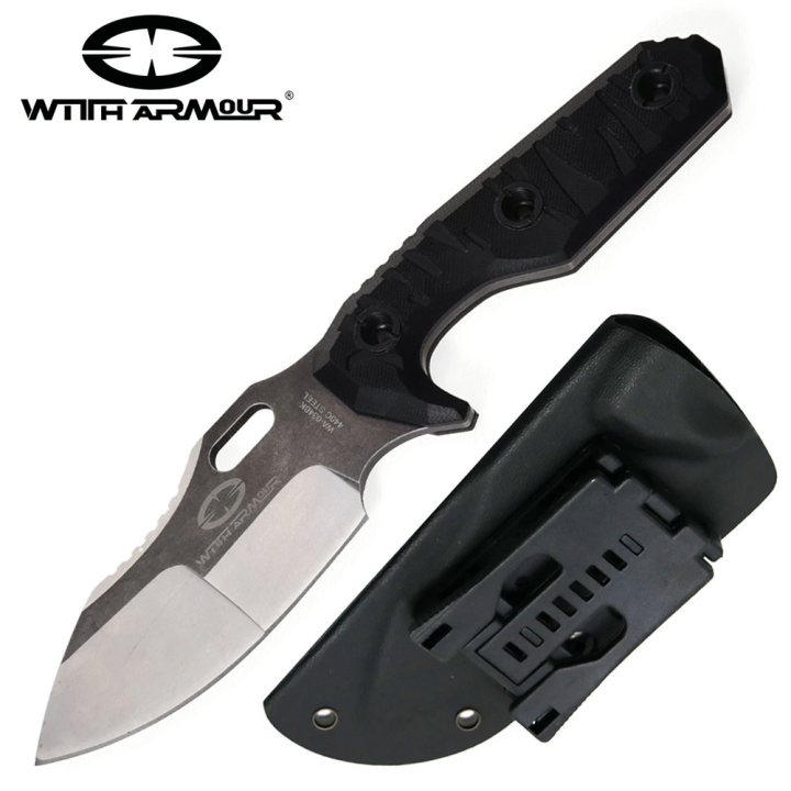 Couteau WithArmour Mammoth Lame Acier 440C Manche G10 Etui Kydex WAR034BK - Livraison Gratuite