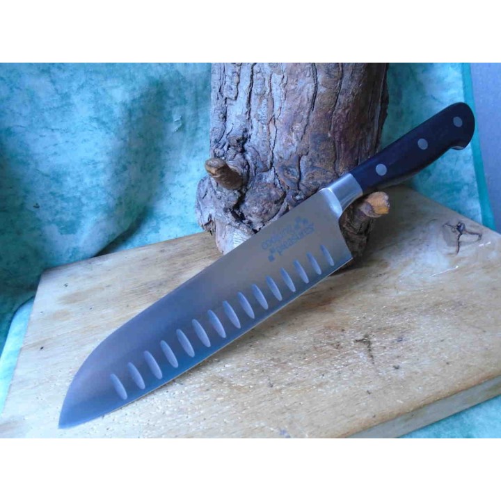 Lot de 3 Couteaux de Cuisine Santoku Lame Forgée Acier Carbone/Inox Manche Abs C1602A - Livraison Gratuite
