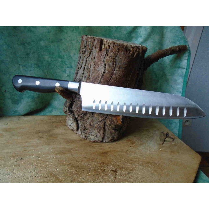 Lot de 3 Couteaux de Cuisine Santoku Lame Forgée Acier Carbone/Inox Manche Abs C1602A - Livraison Gratuite