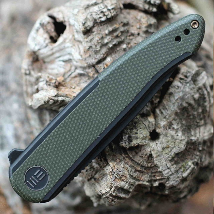 Couteau We Knife Smooth Sentinel Green Lame Acier CPM-20CV Manche Titane/Micarta IKBS Framelock WE200434 - Livraison Gratuite