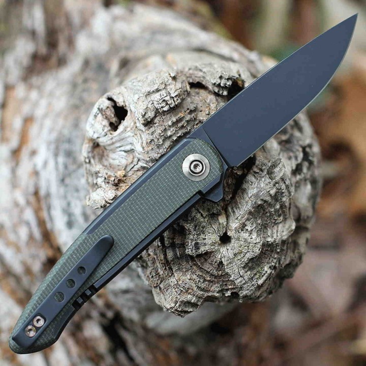 Couteau We Knife Smooth Sentinel Green Lame Acier CPM-20CV Manche Titane/Micarta IKBS Framelock WE200434 - Livraison Gratuite