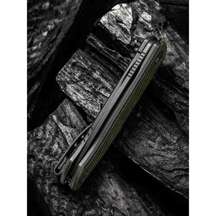 Couteau We Knife Smooth Sentinel Green Lame Acier CPM-20CV Manche Titane/Micarta IKBS Framelock WE200434 - Livraison Gratuite