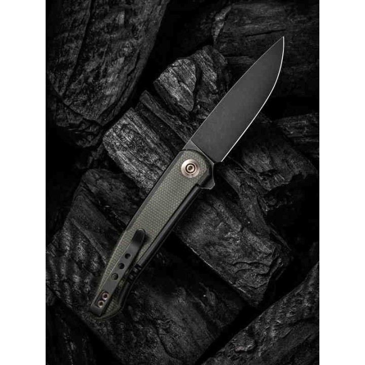 Couteau We Knife Smooth Sentinel Green Lame Acier CPM-20CV Manche Titane/Micarta IKBS Framelock WE200434 - Livraison Gratuite