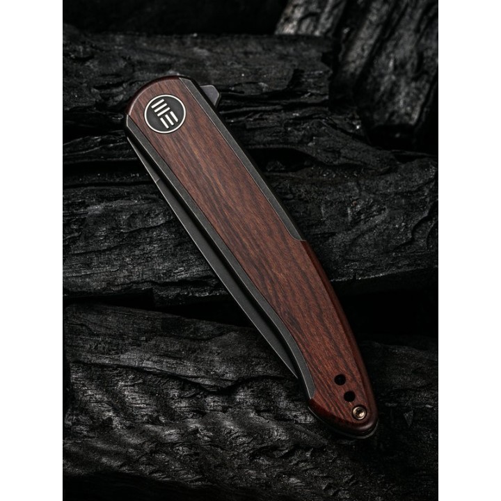 Couteau We Knife Smooth Sentinel Cuibourtia Lame Acier CPM-20CV Manche Titane/Bois IKBS Framelock WE200433 - Livraison Gratuite