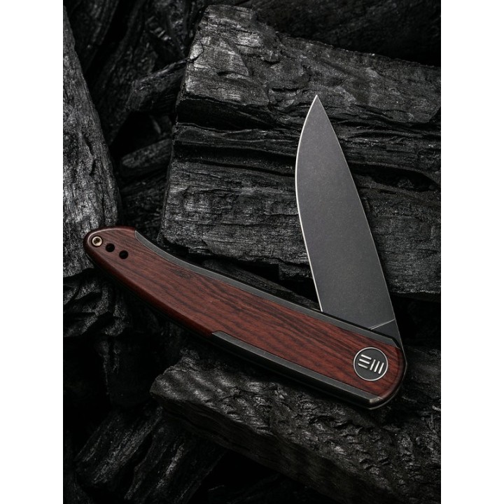 Couteau We Knife Smooth Sentinel Cuibourtia Lame Acier CPM-20CV Manche Titane/Bois IKBS Framelock WE200433 - Livraison Gratuite