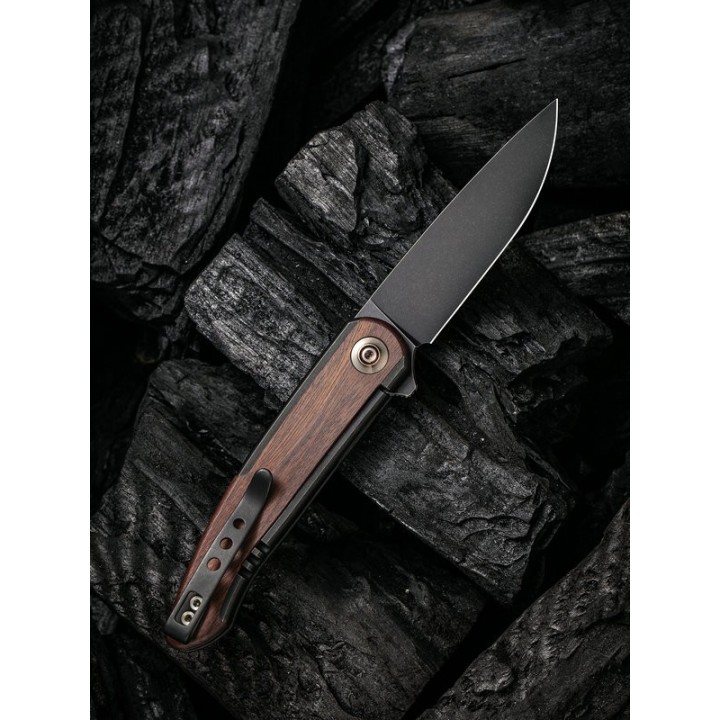 Couteau We Knife Smooth Sentinel Cuibourtia Lame Acier CPM-20CV Manche Titane/Bois IKBS Framelock WE200433 - Livraison Gratuite
