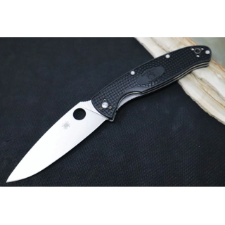 Couteau Spyderco Resilience Plain Satin Lame Acier 8Cr13MoV Manche FRN Linerlock Clip SC142PBK - Livraison Gratuite