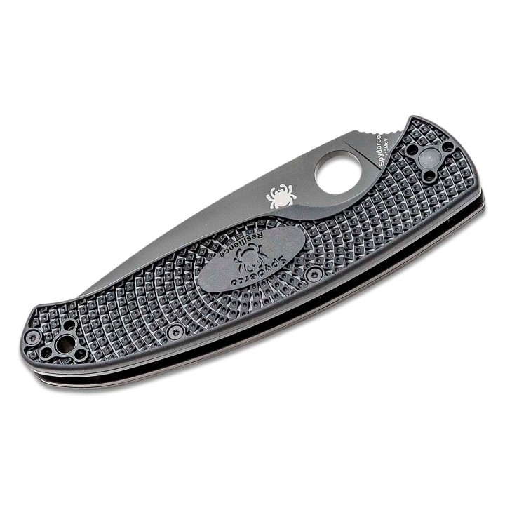 Couteau Spyderco Resilience Plain edge Black Lame Acier 8Cr13MoV Manche FRN Linerlock Clip SC142PBBK - Livraison Gratuite
