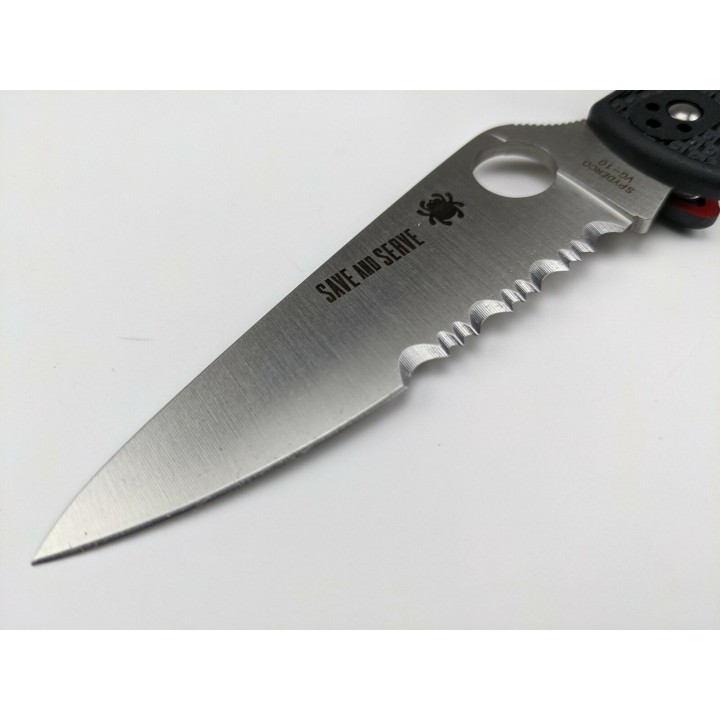 Couteau Spyderco Endura 4 Lame VG-10 Combo Manche FRN Lockback Clip Made Japan SC10FPSBKRD - Livraison Gratuite