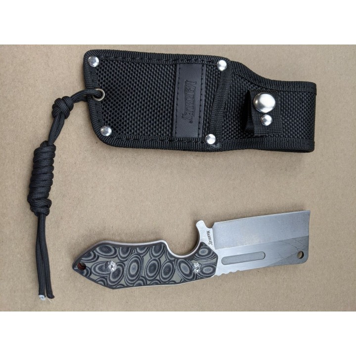 Couteau Couperet Marbles Cleaver Lame Acier Inox Manche G10 Etui Nylon MR560 - Livraison Gratuite