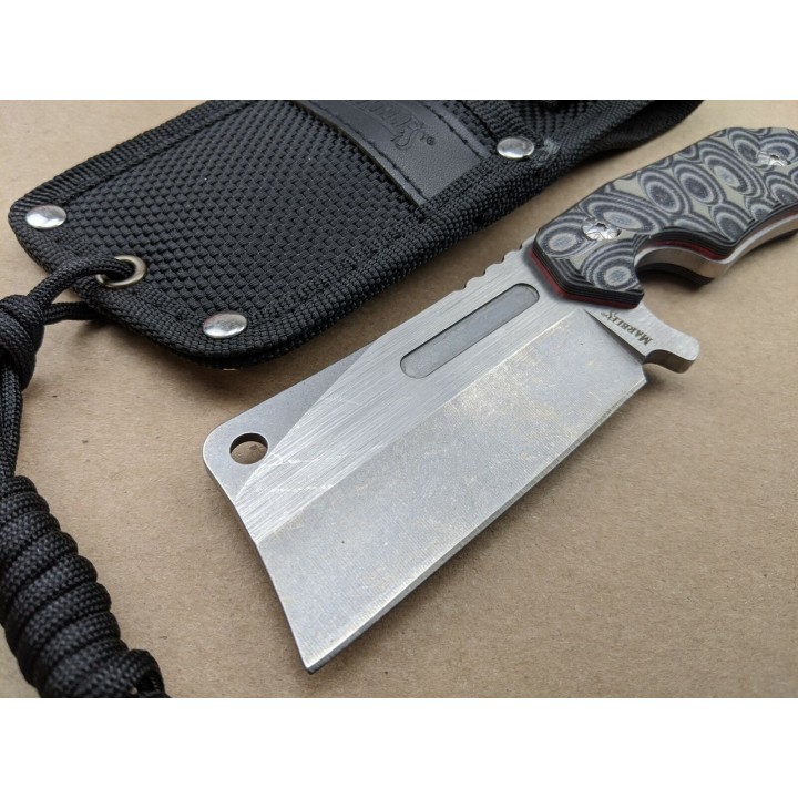 Couteau Couperet Marbles Cleaver Lame Acier Inox Manche G10 Etui Nylon MR560 - Livraison Gratuite