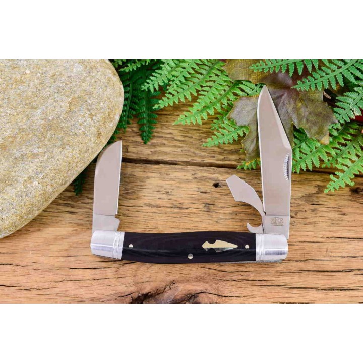 Couteau Rough Rider Reserve Common Stock 3 Lames Acier D2 Manche Micarta RRR008 - Livraison Gratuite