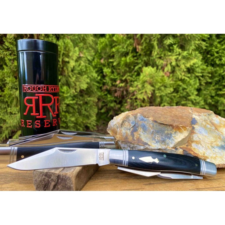 Couteau Rough Rider Reserve Common Stock 3 Lames Acier D2 Manche Micarta RRR008 - Livraison Gratuite