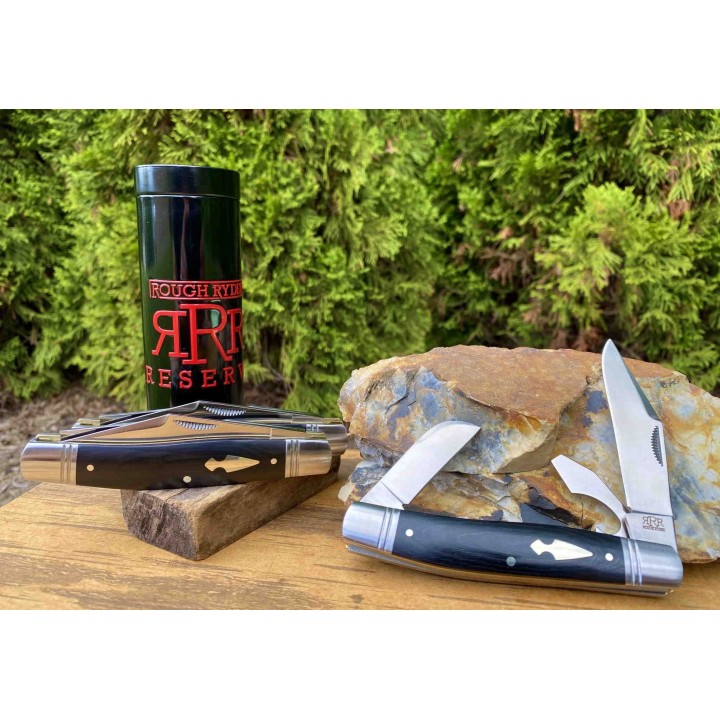 Couteau Rough Rider Reserve Common Stock 3 Lames Acier D2 Manche Micarta RRR008 - Livraison Gratuite
