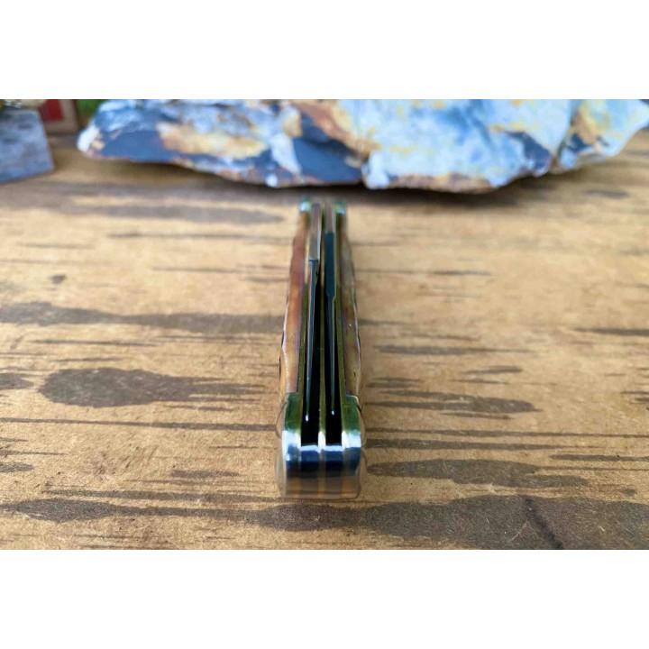 RR2289 Couteau Rough Ryder Copperhead Amber Jigged Bone Lames Acier 440 Manche OS - Livraison Gratuite