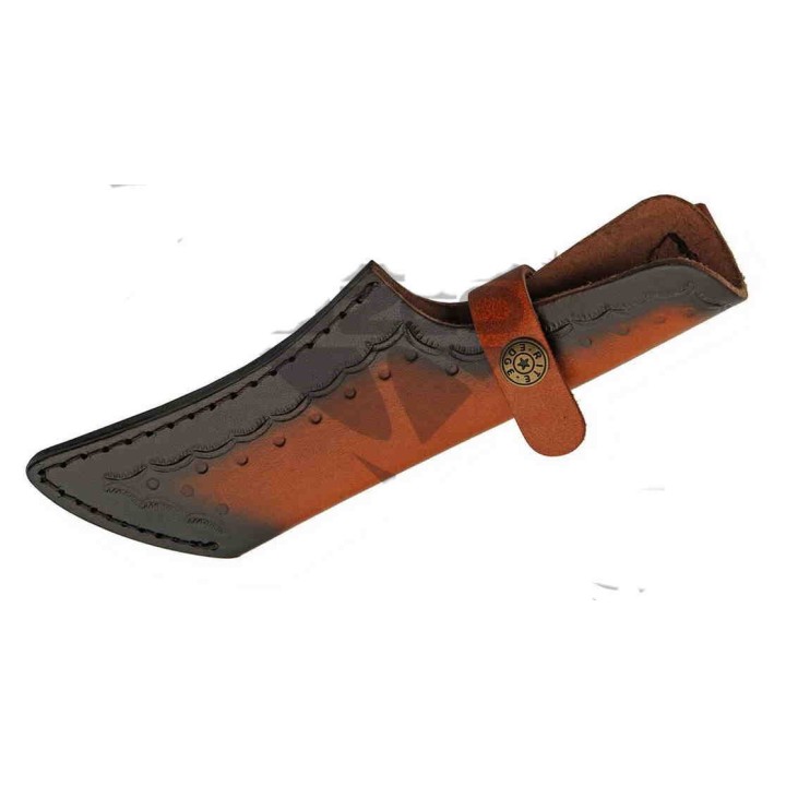 Couteau Karambit Damas Lame 256 Couches Manche Corne & Turquoise Etui Cuir DM1295TR - Livraison Gratuite