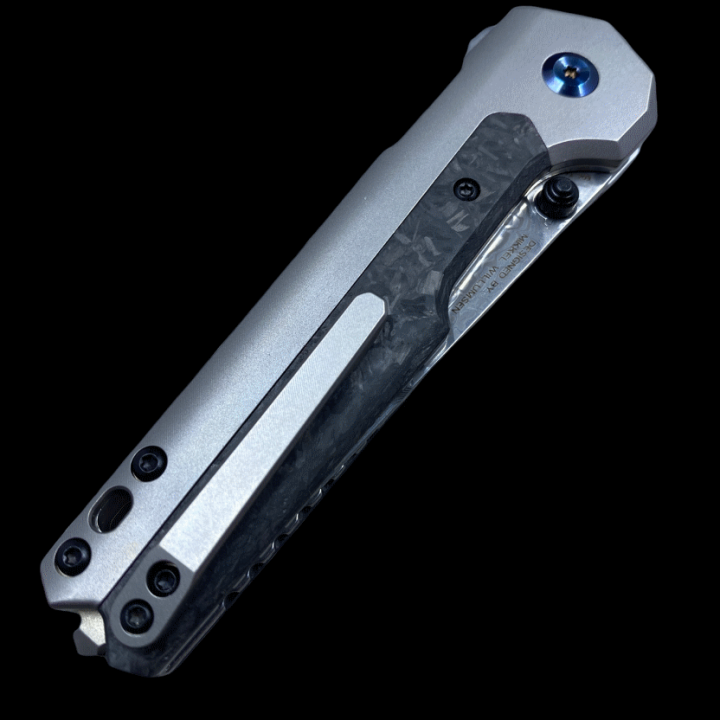 Couteau Kansept EDC Tac Button Lock Lame Acier Damas Manche Fibre Carbone/Titane K2009A3 - Livraison Gratuite