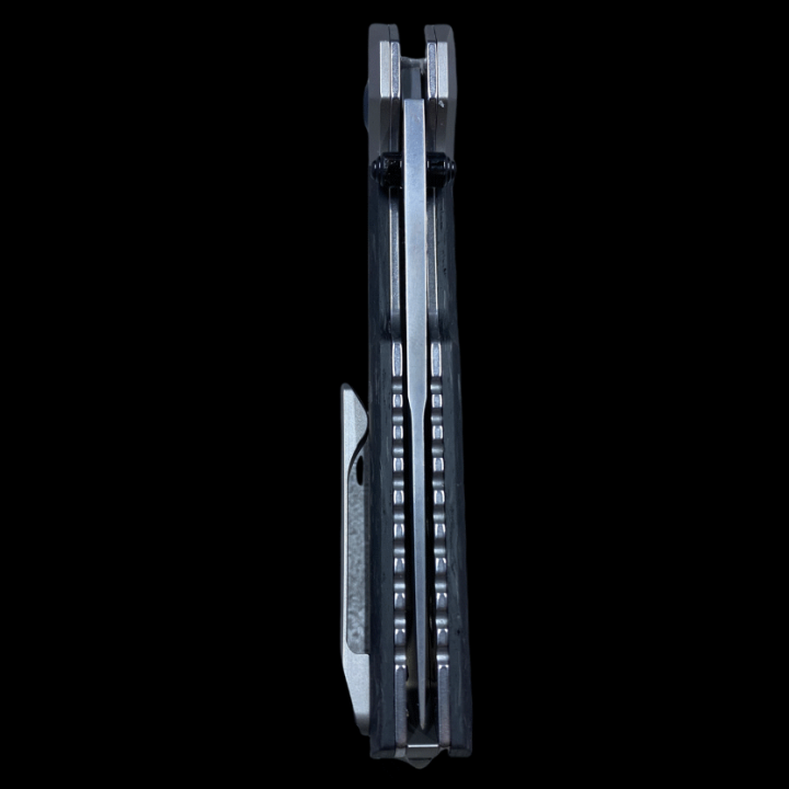 Couteau Kansept EDC Tac Button Lock Lame Acier Damas Manche Fibre Carbone/Titane K2009A3 - Livraison Gratuite