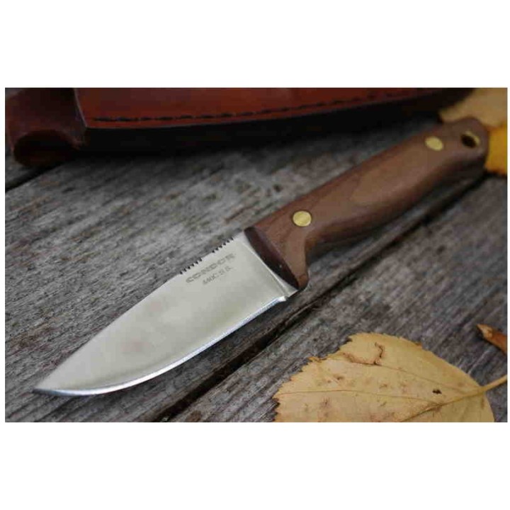 Couteau Condor Mayflower Lame Acier 440C Manche Noyer Etui Cuir El Salvador CTK15034C - Livraison Gratuite