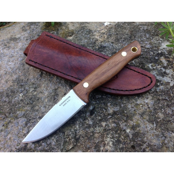 Couteau Condor Mayflower Lame Acier 440C Manche Noyer Etui Cuir El Salvador CTK15034C - Livraison Gratuite