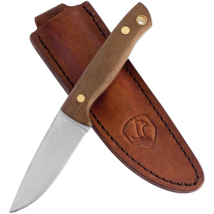 Couteau Condor Mayflower Lame Acier 440C Manche Noyer Etui Cuir El Salvador CTK15034C - Livraison Gratuite