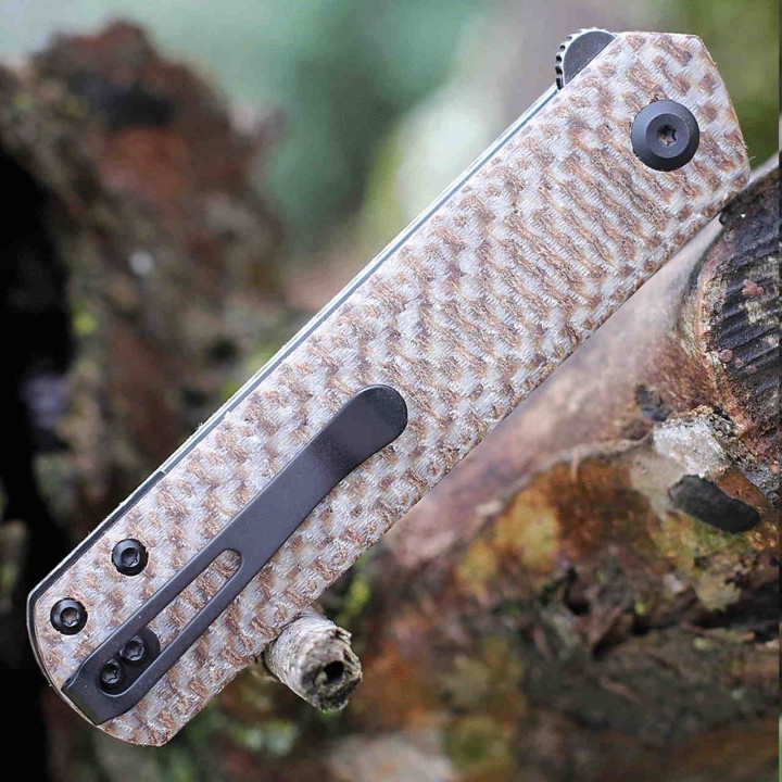 Couteau Kansept Foosa Plaid Brown Manche Micarta Lame Acier 154CM IKBS Clip KX2020T2 - Livraison Gratuite