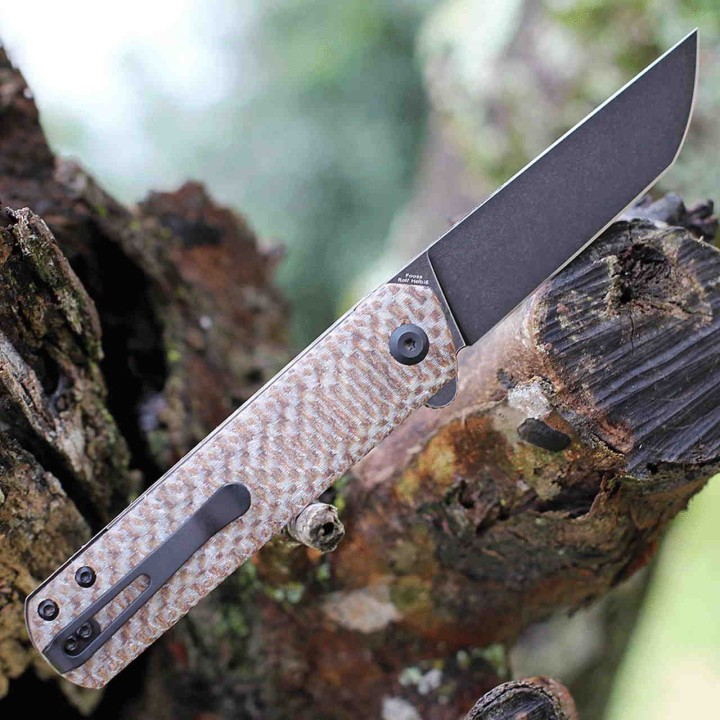 Couteau Kansept Foosa Plaid Brown Manche Micarta Lame Acier 154CM IKBS Clip KX2020T2 - Livraison Gratuite
