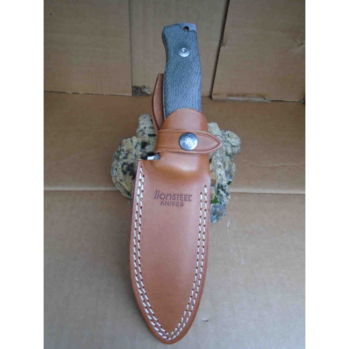 Couteau LionSteel M5 Hunter Lame Acier Sleipner Manche Micarta Etui Cuir Made In Italy LSTM5CVG - Livraison Gratuite
