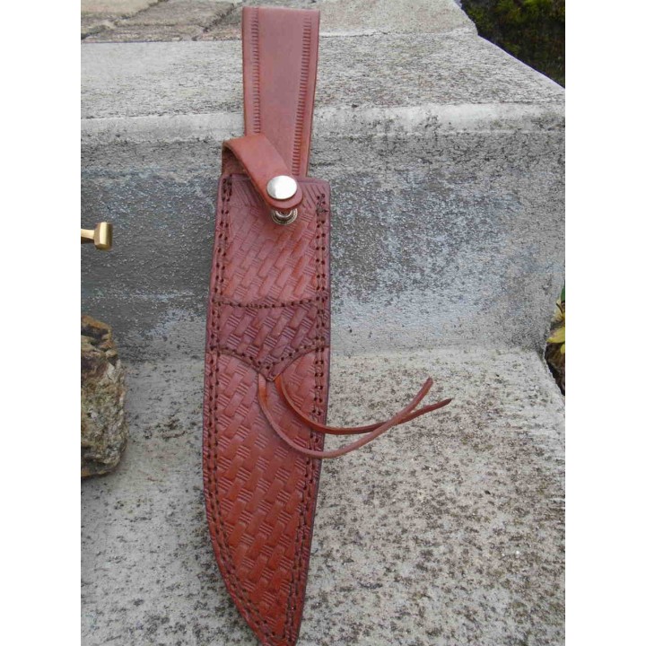 Poignard Couteau American Hunter Lame Acier Carbone Manche Bois Façon Médiéval Etui Cuir AH024 - Livraison Gratuite