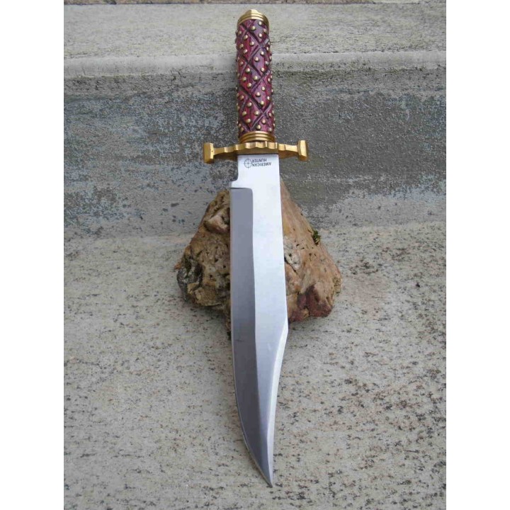 Poignard Couteau American Hunter Lame Acier Carbone Manche Bois Façon Médiéval Etui Cuir AH024 - Livraison Gratuite