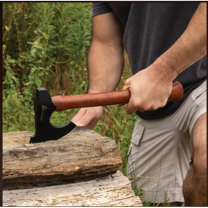 Hache de Viking United Cutlery Bushmaster Axe Lame Acier Carbone 1055 Manche Bois Etui Cuir UC3438 - Livraison Gratuite