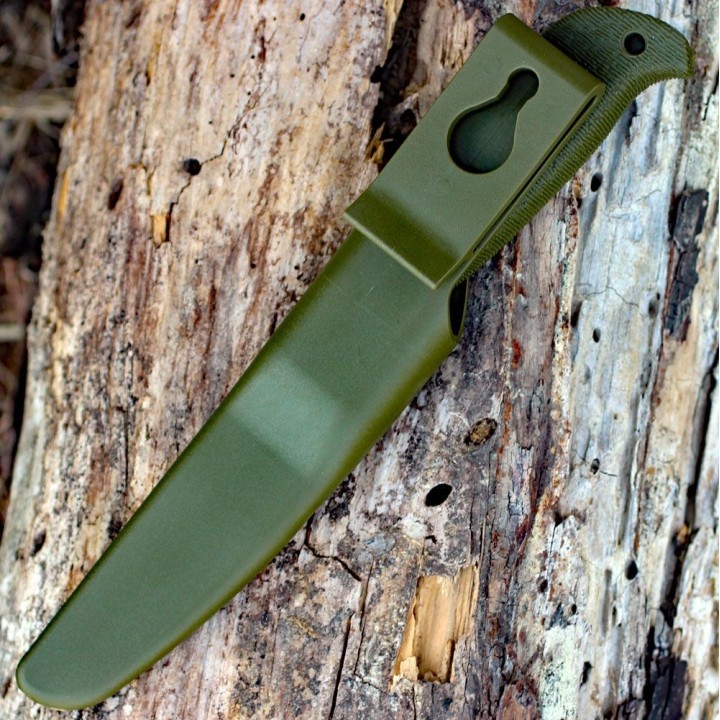 Couteau Cold Steel Finn Hawk OD Green Manche TPR Lame Acier 4116 Etui Secure-Ex CS20NPK - Livraison Gratuite