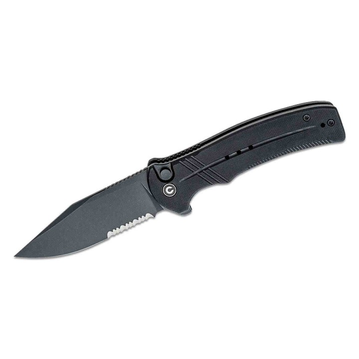Couteau CIVIVI Cogent Black Button Lock Manche G10 Lame Acier 14C28N Part Serr IKBS Clip CIVC20038E1 - Livraison Gratuite