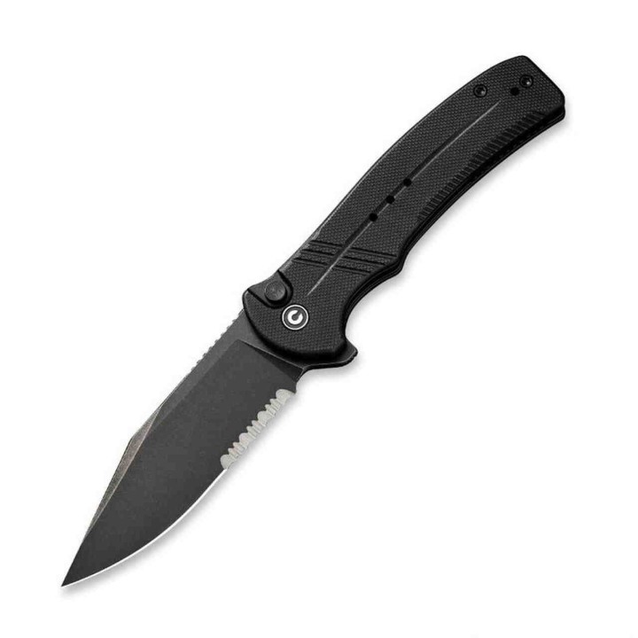Couteau CIVIVI Cogent Black Button Lock Manche G10 Lame Acier 14C28N Part Serr IKBS Clip CIVC20038E1 - Livraison Gratuite