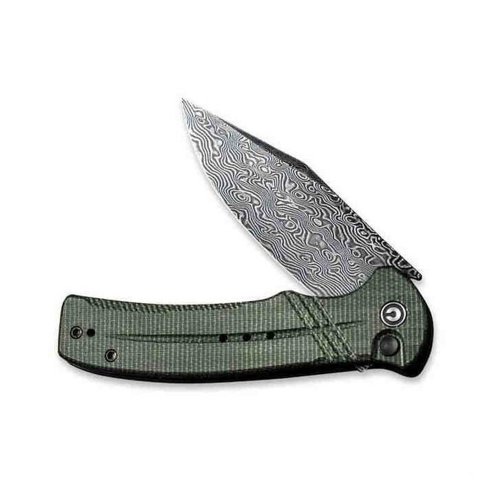 Couteau CIVIVI Cogent Damas Button Lock Manche Green Micarta IKBS Clip CIVC20038DDS1 - Livraison Gratuite