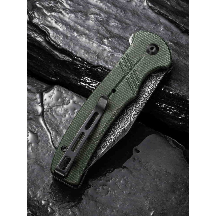 Couteau CIVIVI Cogent Damas Button Lock Manche Green Micarta IKBS Clip CIVC20038DDS1 - Livraison Gratuite