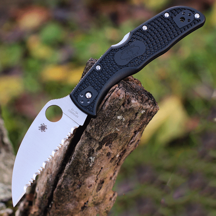 Couteau Spyderco Endela Wharncliffe Serr Lame Acier VG10 Manche FRN Lockback Japan SC243FSWCBK - Livraison Gratuite