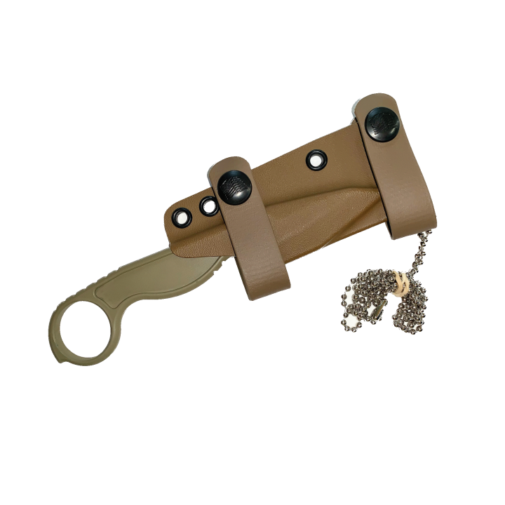 Couteau de Cou Karambit Flagrant Beard Havoc Coyote Lame Acier Carbone 1095 Etui Kydex Made In USA FBF2499 - Livraison Gratuite