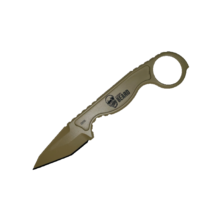 Couteau de Cou Karambit Flagrant Beard Havoc Coyote Lame Acier Carbone 1095 Etui Kydex Made In USA FBF2499 - Livraison Gratuite