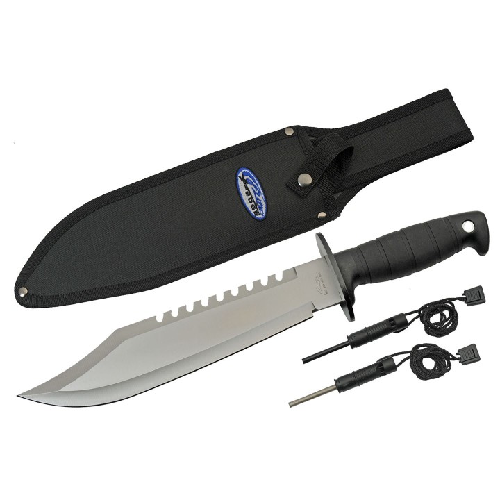 Couteau Bowie Outdoor Beast Knife Lame Acier 7Cr17MoV Manche Abs Etui Nylon CN211539 - Livraison Gratuite