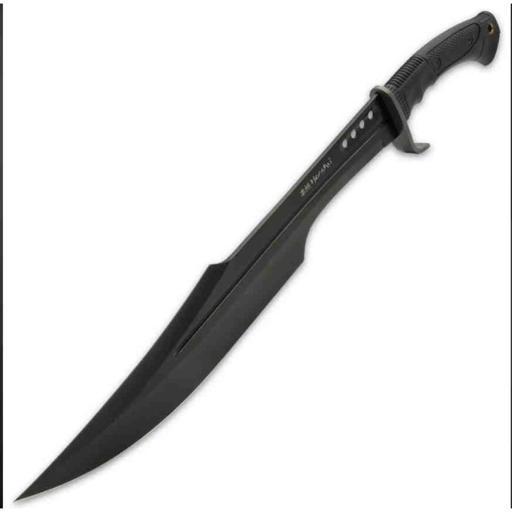 Sabre Honshu Spartan Sword Black United Cutlery Lame Acier 7Cr13 Manche TPR Etui Cuir UC3345B - Livraison Gratuite