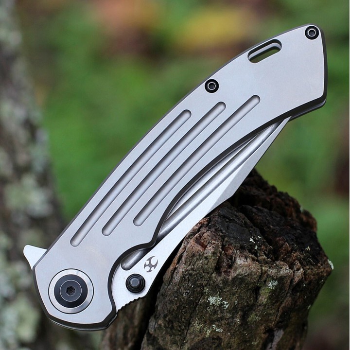 Couteau Kansept Pretatout Gray Manche Titane Lame Acier S35VN IKBS Framelock Clip K1032A2 - Livraison Gratuite