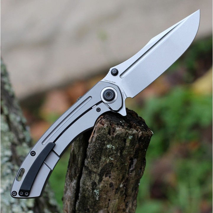 Couteau Kansept Pretatout Gray Manche Titane Lame Acier S35VN IKBS Framelock Clip K1032A2 - Livraison Gratuite