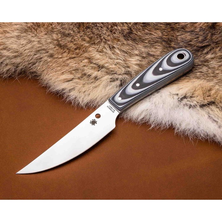 Couteau Spyderco Bow River Black/Gray Lame Acier 8Cr13MoV Manche G10 Etui Cuir SCFB46GP - Livraison Gratuite