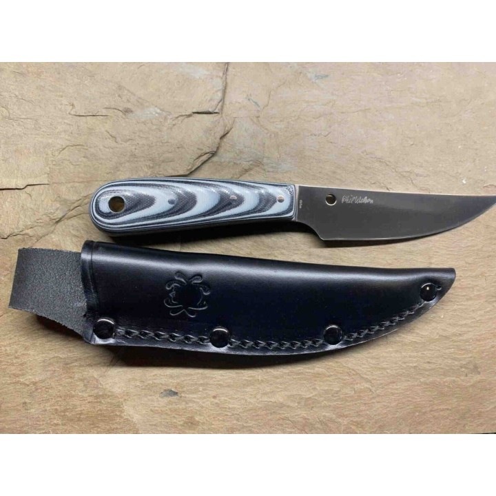 Couteau Spyderco Bow River Black/Gray Lame Acier 8Cr13MoV Manche G10 Etui Cuir SCFB46GP - Livraison Gratuite