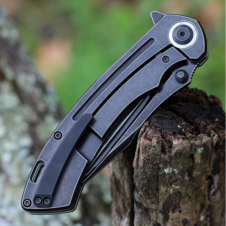 Couteau Kansept Pretatout Black Manche Titane Lame Acier S35VN IKBS Framelock Clip K1032A1 - Livraison Gratuite
