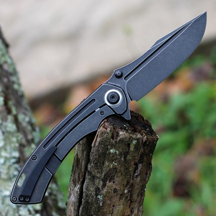 Couteau Kansept Pretatout Black Manche Titane Lame Acier S35VN IKBS Framelock Clip K1032A1 - Livraison Gratuite