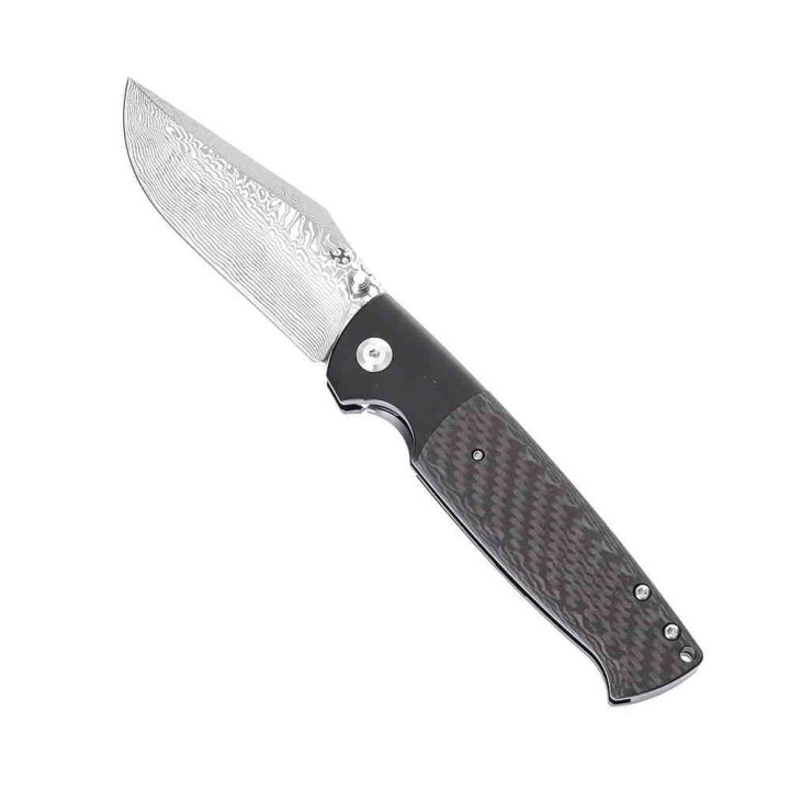Couteau Kansept Shikari Damas Manche FIbre de Carbone/Titane IKBS Framelock Clip K1027A4 - Livraison Gratuite