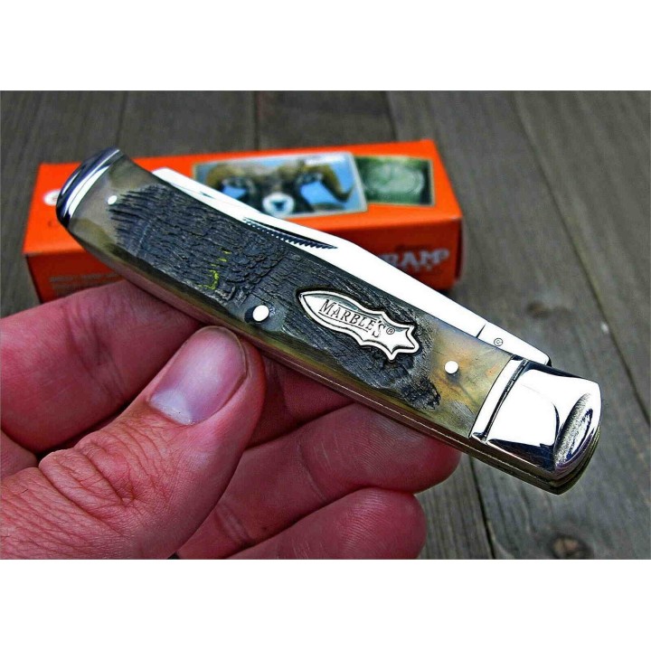 Couteau Marbles Trapper 2 Lames Acier 440 Manche Corne de Bélier MR358 - Livraison Gratuite