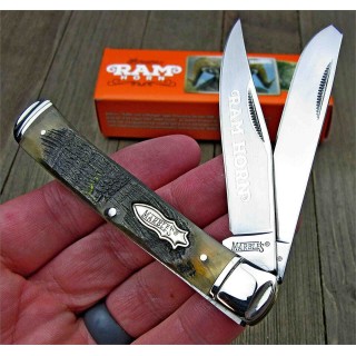 Couteau Marbles Trapper 2 Lames Acier 440 Manche Corne de Bélier MR358 - Livraison Gratuite